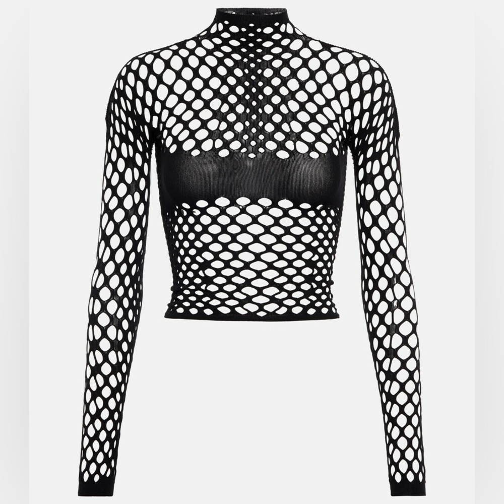 Jean Paul Gaultier - Cutout Mockneck Mesh Top